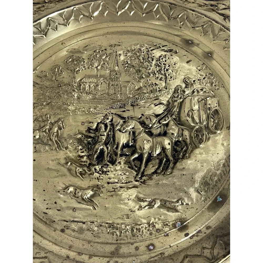 Vintage English Brass Charger Plate 23